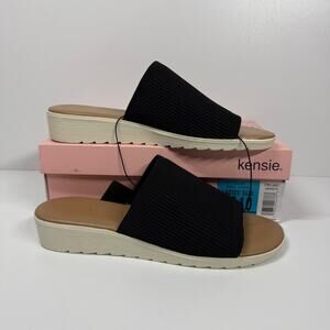 NIB • Kensie Women's Ellie Black Knit Wedge Sandals Size: 10